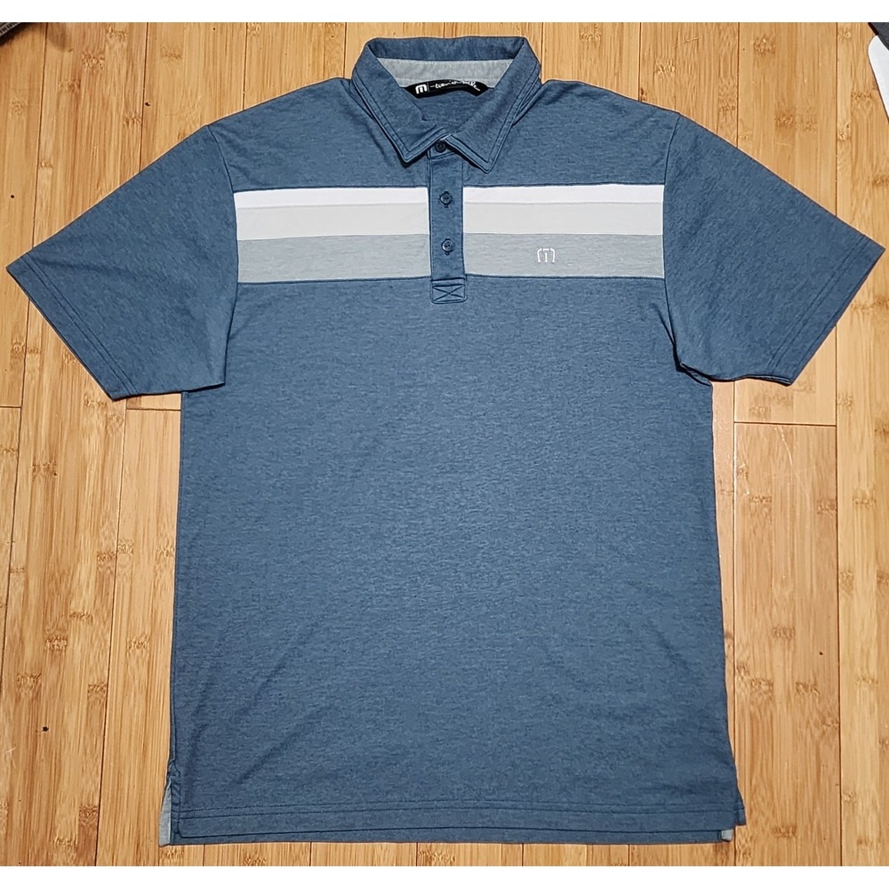 Travis Mathew Mens Large Blue Golf Polo Wildwood Shirt Short Sleeve Pima Cotton